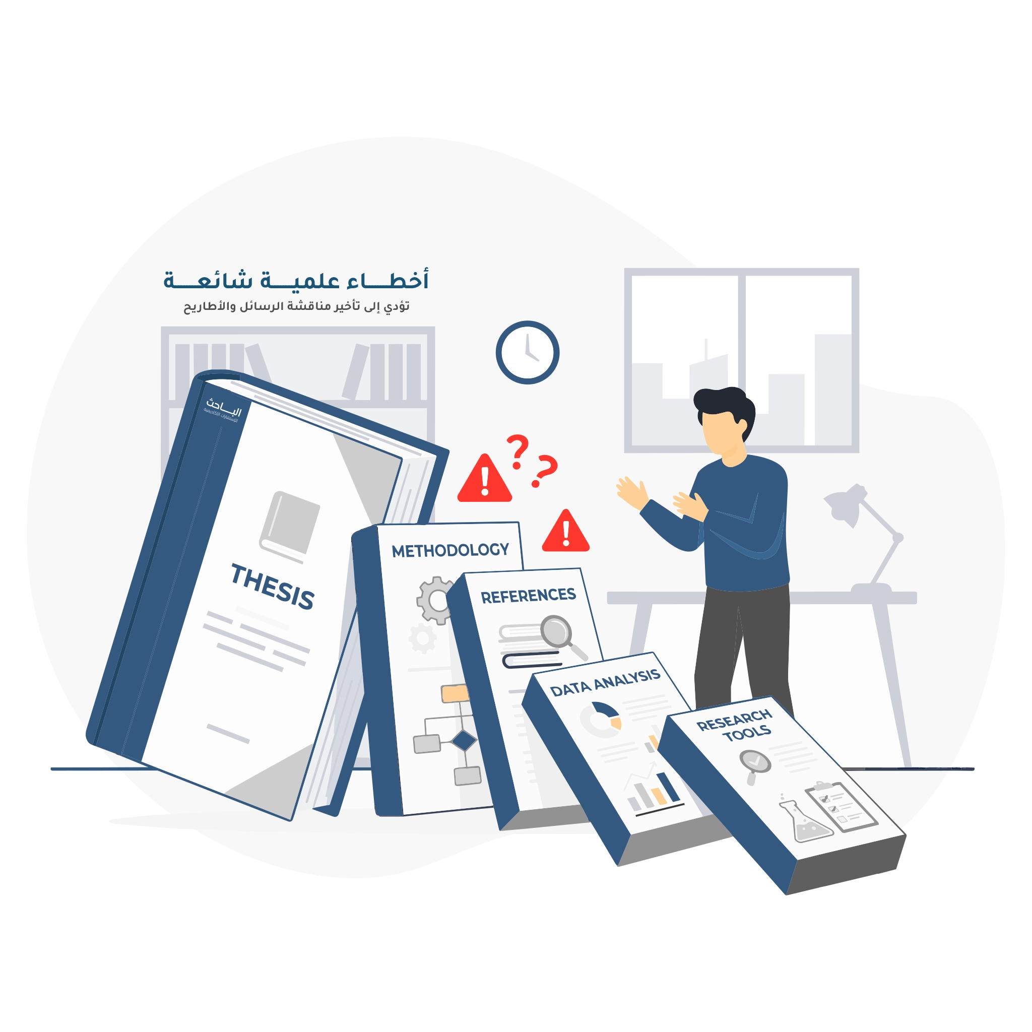 أخطاء كتابة الرسائل والأطاريح التي تؤدي إلى تأخير المناقشة: دليل عملي لتجنب أكثر الأسباب شيوعاً